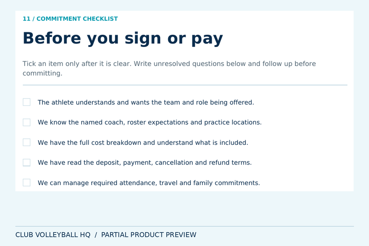 Partial preview of the Before you sign or pay checklist